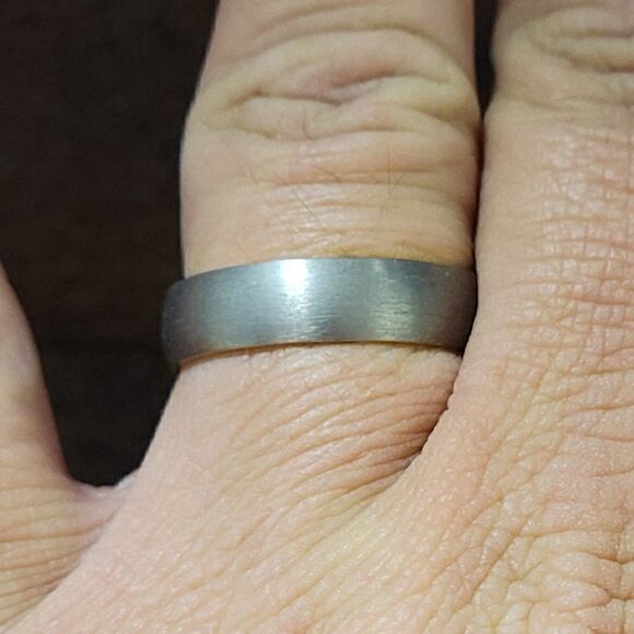 Mens Titanium Gold and Silver Wedding Band Ring - Titanium Wedding Ring For Him - Picture 2 of 7